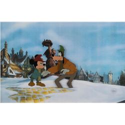 Mickey Mouse and Goofy production cel from The Prince and the Pauper