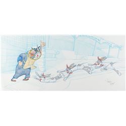 Bugs Bunny and Umpire original drawing by Virgil Ross