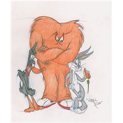 Bugs Bunny, Daffy Duck, and Gossamer original drawing by Virgil Ross