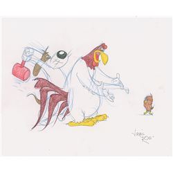Foghorn Leghorn, Henery Hawk, and Barnyard Dawg original drawing by Virgil Ross