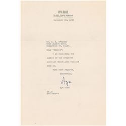 Ayn Rand Typed Letter Signed
