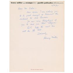 Henry Miller Autograph Letter Signed