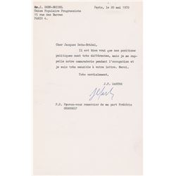 Jean-Paul Sartre Typed Letter Signed