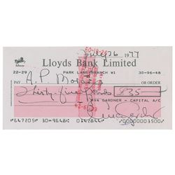 Ava Gardner Signed Check