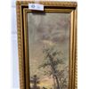 Image 2 : Antique Vintage Gold Frame Painting On Canvas, 13"x31"