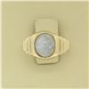 Image 5 : 14K Yellow Gold 3.50 ctw Oval Bezel Set Star Sapphire Grooved Step Ring