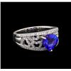 Image 1 : 14KT White Gold 2.18 ctw Tanzanite and Diamond Ring