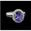 3.54 ctw Tanzanite and Diamond Ring - 14KT White Gold