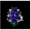 Image 2 : 10.69 ctw Tanzanite, Tsavorite, Blue Sapphire, and Diamond Ring - 14KT White Gol