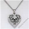 Image 2 : Vintage 14kt White Gold Open Filigree Solitaire Diamond Petite Heart Pendant Nec
