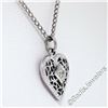 Image 6 : Vintage 14kt White Gold Open Filigree Solitaire Diamond Petite Heart Pendant Nec