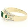 Image 2 : Petite 14K TT Gold 0.68 ctw 3 Cabochon Emerald & Diamond Accented Cocktail Ring