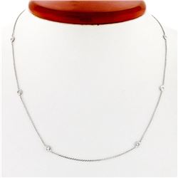 New 14kt White Gold 0.16 ctw 8 Round Bezel Set Diamond by the Yard Chain Necklac