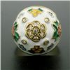 Image 8 : Antique 14K Yellow Gold Diamond White Blue Green Yellow Enamel Dome Floral Ring