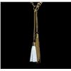 Image 1 : Double Leather Tassel Chain Necklace - Gold Plated