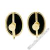 Image 4 : Vintage 14kt Yellow Gold Bezel Set Oval Black Onyx Button Screw-On Earrings