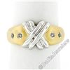 Image 3 : New 14kt Two Tone Gold Burnish Round Diamond Dual Finish "X" Band Ring