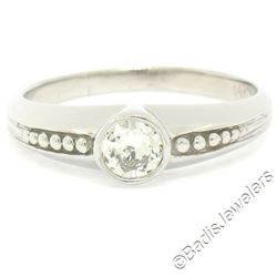 14kt White Gold 0.32 ctw Bezel Set Round Brilliant Diamond Solitaire Engagement