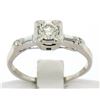 Image 1 : 18k White Gold Round & Baguette VVS Diamond Engagement Solitaire Ring