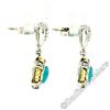 Image 4 : 14kt Two Tone Gold Oval Amazonite & 0.16 ctw Diamond Drop Dangle Earrings