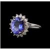 Image 1 : 5.4 ctw Tanzanite and Diamond Ring - 14KT White Gold