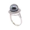 Image 4 : Tahitian Pearl and Diamond Ring - 18KT White Gold