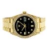 Image 3 : Rolex Mens 18K Yellow Black Diamond Lugs President Wristwatch With Rolex Box & A