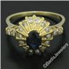 Image 2 : Vintage 18kt Yellow Gold 1.50 ctw Oval Sapphire Solitaire & Diamond Halo Ring