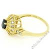 Image 9 : Vintage 18kt Yellow Gold 1.50 ctw Oval Sapphire Solitaire & Diamond Halo Ring