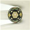 Image 4 : 14K Yellow Gold Diamond Black Blue Green Yellow Enamel Dome Flower Ring