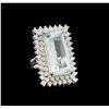 Image 1 : 14KT White Gold 16.49 ctw Aquamarine and Diamond Ring