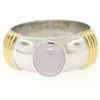 Image 3 : Men's Ribbed 18k Two Tone Gold GIA Certified Round Star Sapphire Solitaire Ring