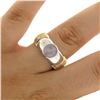 Image 7 : Men's Ribbed 18k Two Tone Gold GIA Certified Round Star Sapphire Solitaire Ring