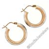 Image 5 : New 14kt Rose & White Gold Triple Puffed Tube Round Hoop Earrings