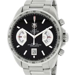 TAG Heuer Mens Stainless Steel Black Dial Grand Carrera 43mm Chronograph Wristwa