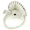 Image 6 : Vintage 14K White Gold 8.5mm Pearl Bezel Diamond 2 Wave Bypass Cocktail Ring
