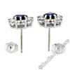 Image 4 : Sterling Silver Blue Crystal & CZ Halo Stud Earrings w/ 14kt White Gold Posts