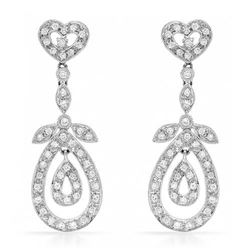18k White Gold 0.78CTW Diamond Earrings, (SI3-I1/H-I)