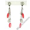 Image 5 : 18kt White Gold Rose Quartz Bead & Diamond Teardrop Tassel Dangle Earrings