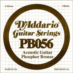 D'Addario PB056 Phosphor Bronze Wound Acoustic Guitar Single String .056  Pack of 5