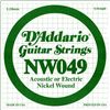 Image 1 : D'Addario NW049 Nickel Wound Electric Guitar Single String .049  Pack of 5