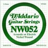 Image 1 : D'Addario NW052 Nickel Wound Electric Guitar String .052  Pack of 5