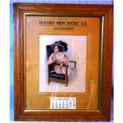 1911 Buford Mercantile Calendar, Alder, MT, framed
