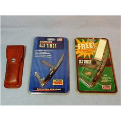 Schrade folding knife w/case and 2 pocket knives, new