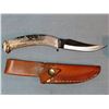 Image 2 : Silver Stag 5" hunting knife w/scrimshawed antler handle by Michelle Severe, 2002; and Keen Kutter p