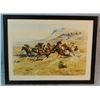 Image 2 : 2 C. M. Russell prints, Intruders and Surprise Attack, 9" x 14" each, framed