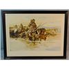 Image 2 : 2 C. M. Russell prints, Squaw Travois and Wagons Westward, 9" x 14" each, framed