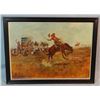 Image 1 : 2 C. M. Russell prints, Riders of The Rough String and Redskin Raiders, 9" x 14" each, framed