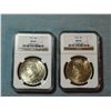 Image 1 : 2  Peace dollars, 1922 and 1923, both NGC MS 64