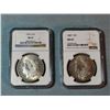 Image 1 : 2 Morgan dollars, 1887 and 1904-O, both NGC 63